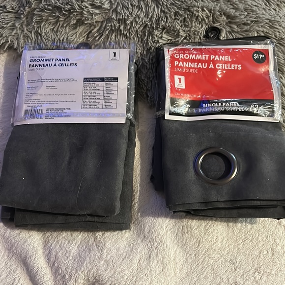 Charcoal faux suede single panel curtains - Picture 3 of 3